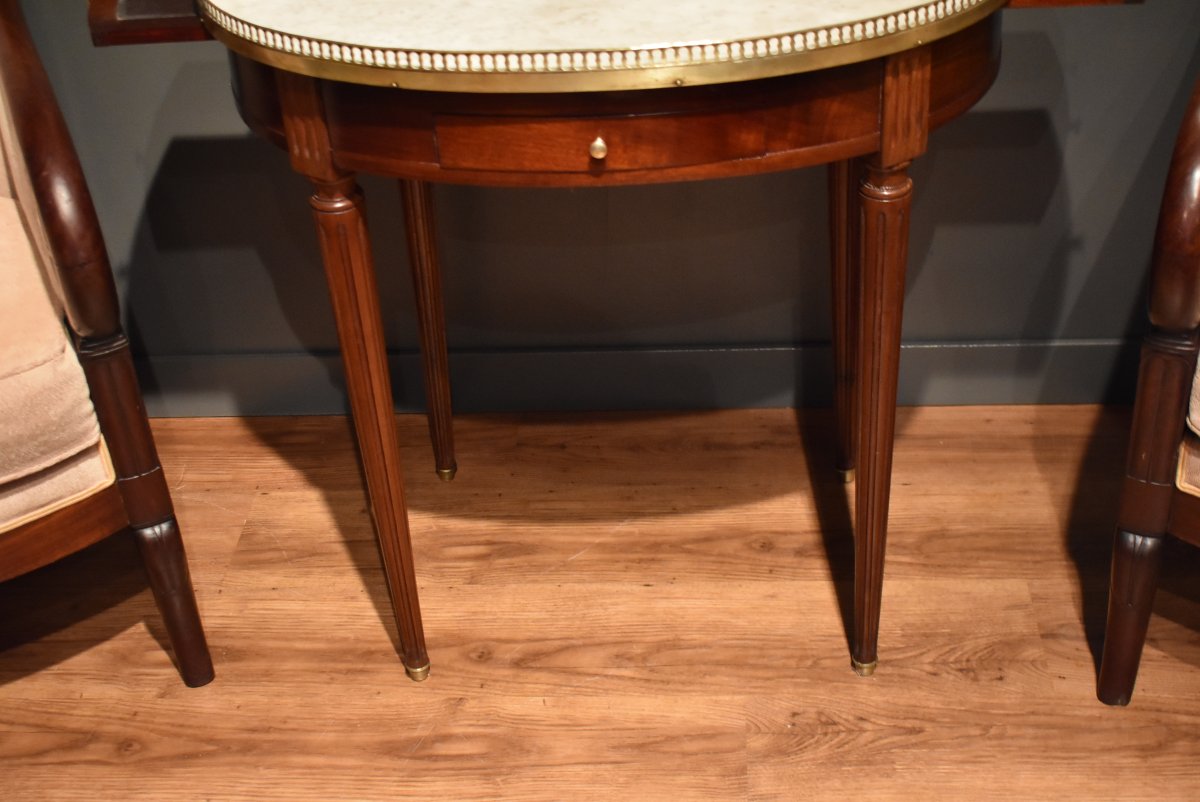 Table bouillotte ovale de style Louis XVI-photo-1
