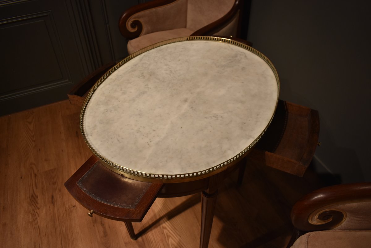 Table bouillotte ovale de style Louis XVI-photo-3