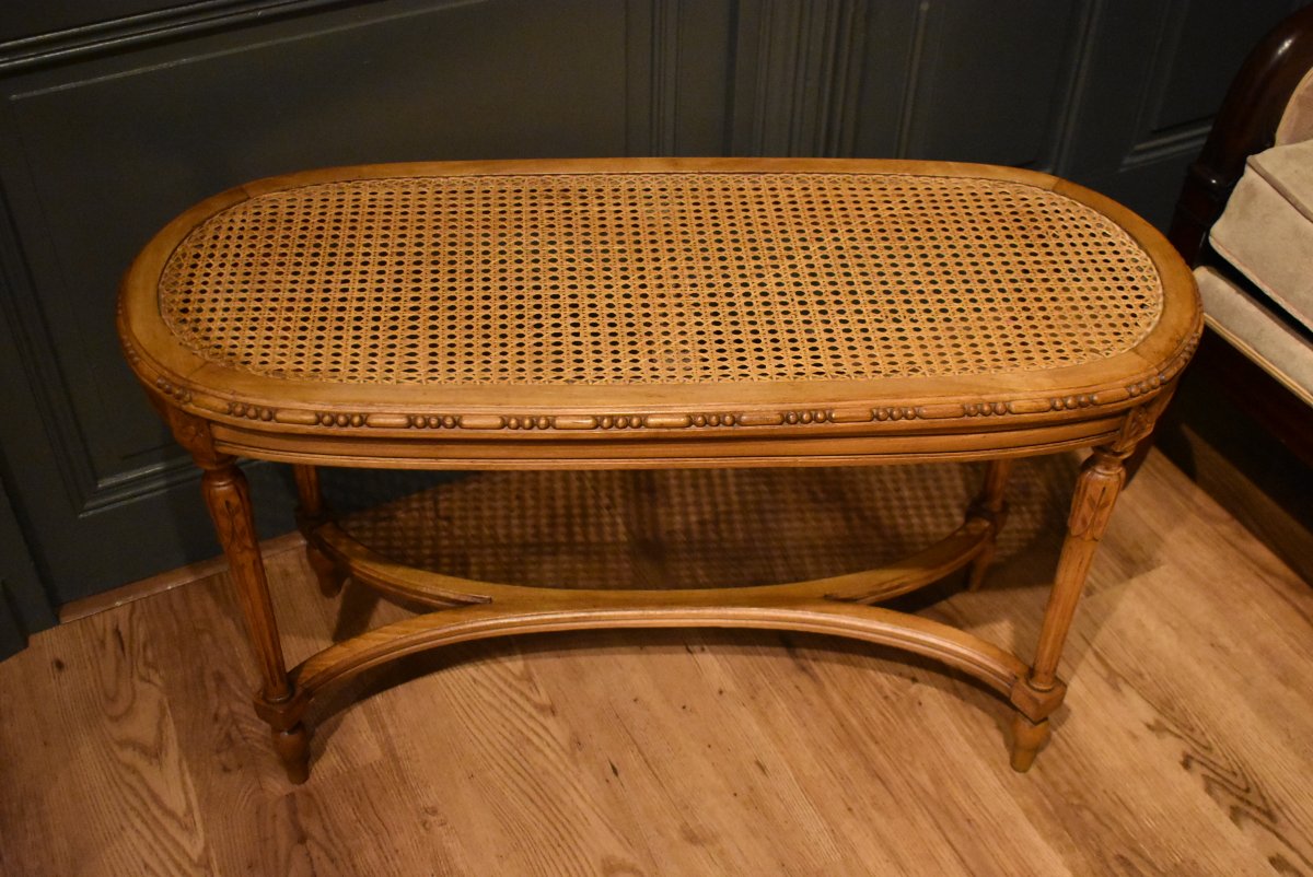  Louis XVI Style Caned Bench-photo-2