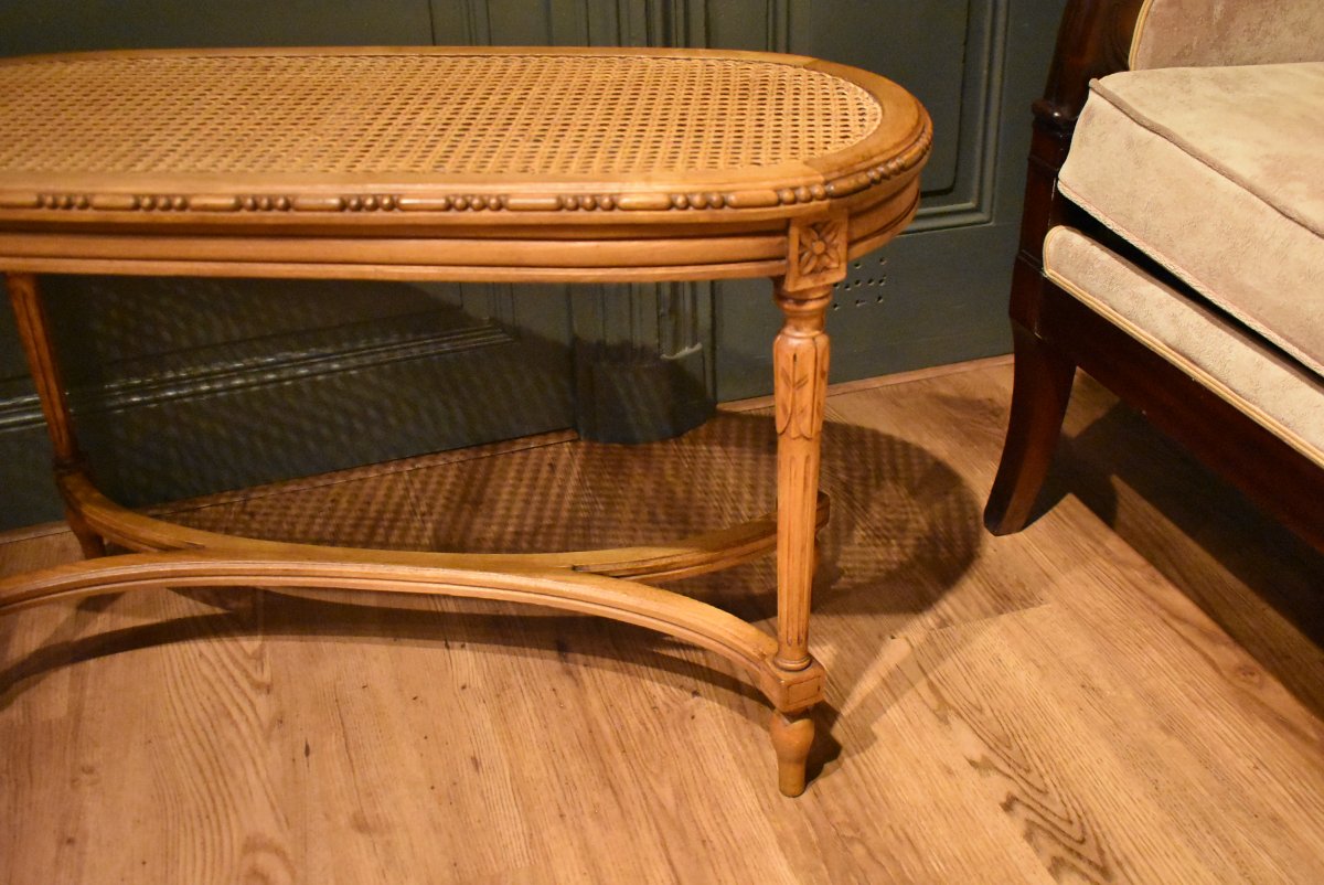  Louis XVI Style Caned Bench-photo-3