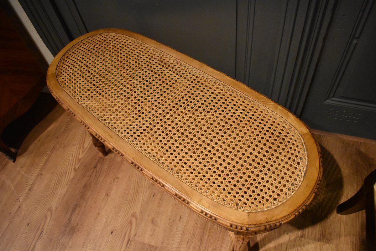  Louis XVI Style Caned Bench-photo-1