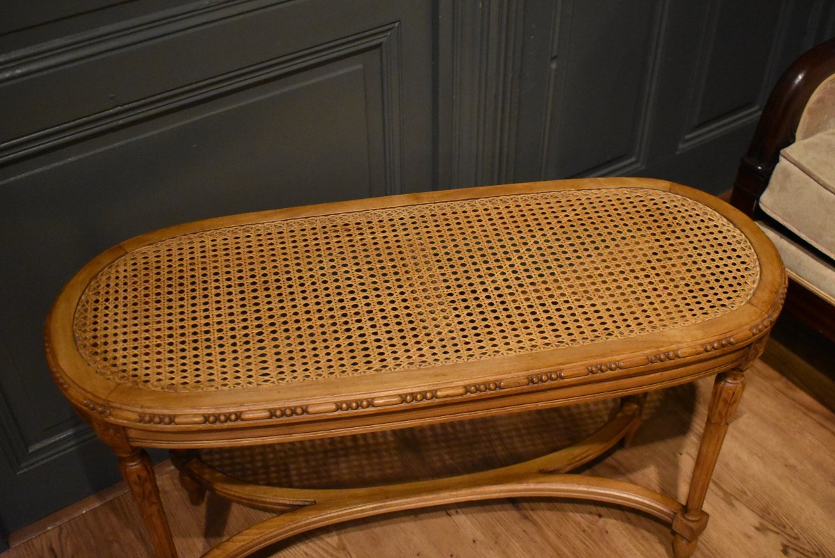  Louis XVI Style Caned Bench-photo-2
