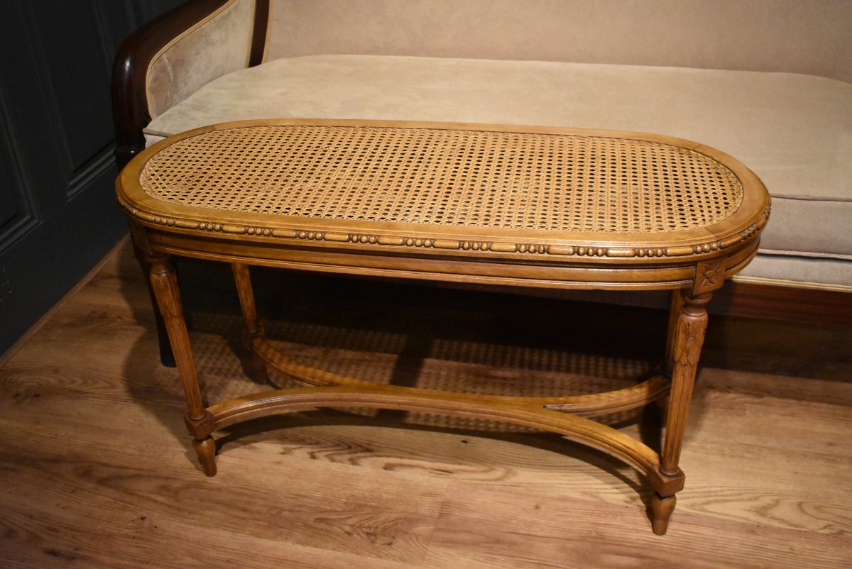  Louis XVI Style Caned Bench-photo-4