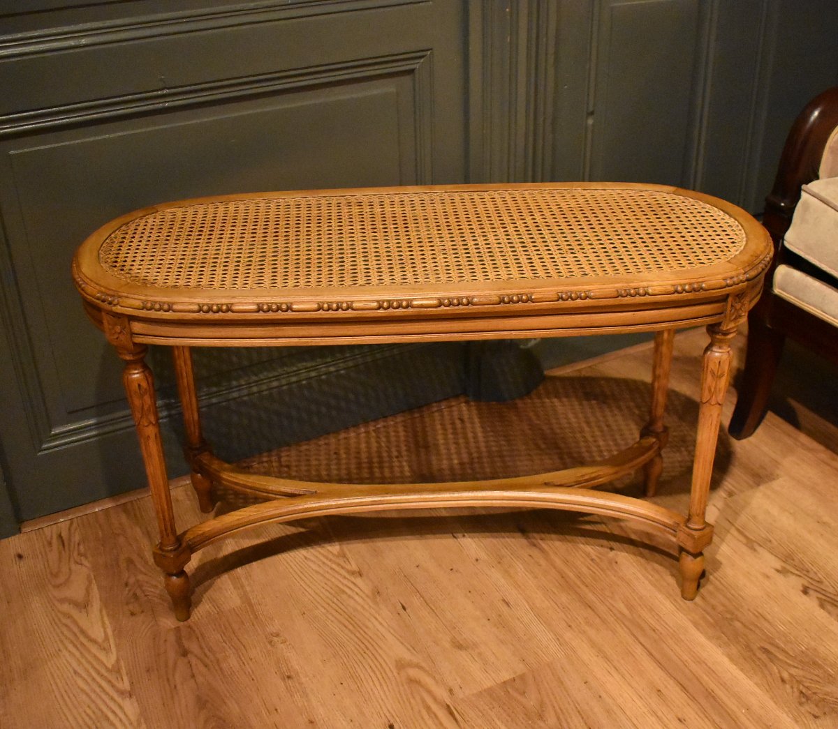  Louis XVI Style Caned Bench