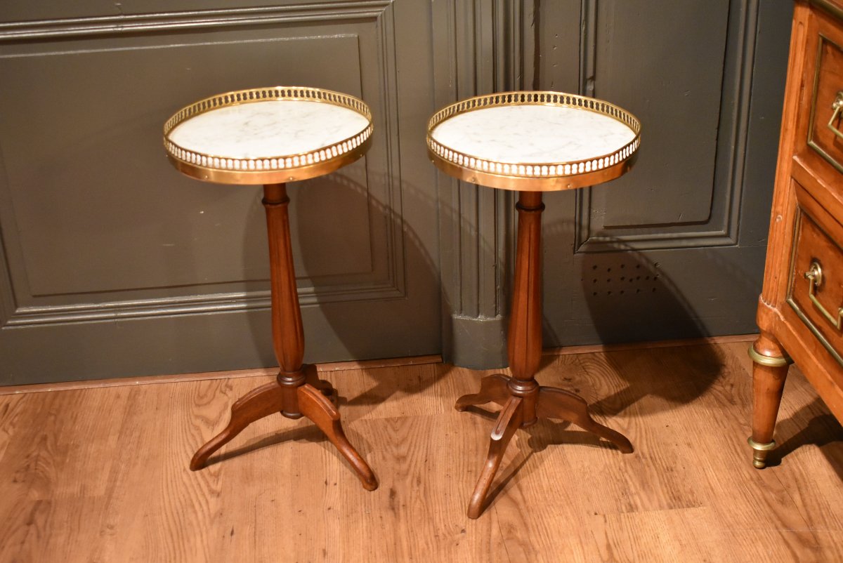 Pair Of Small Louis XVI-style Pedestal Tables-photo-3