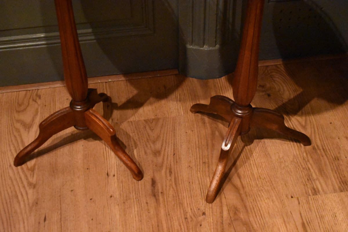 Pair Of Small Louis XVI-style Pedestal Tables-photo-1