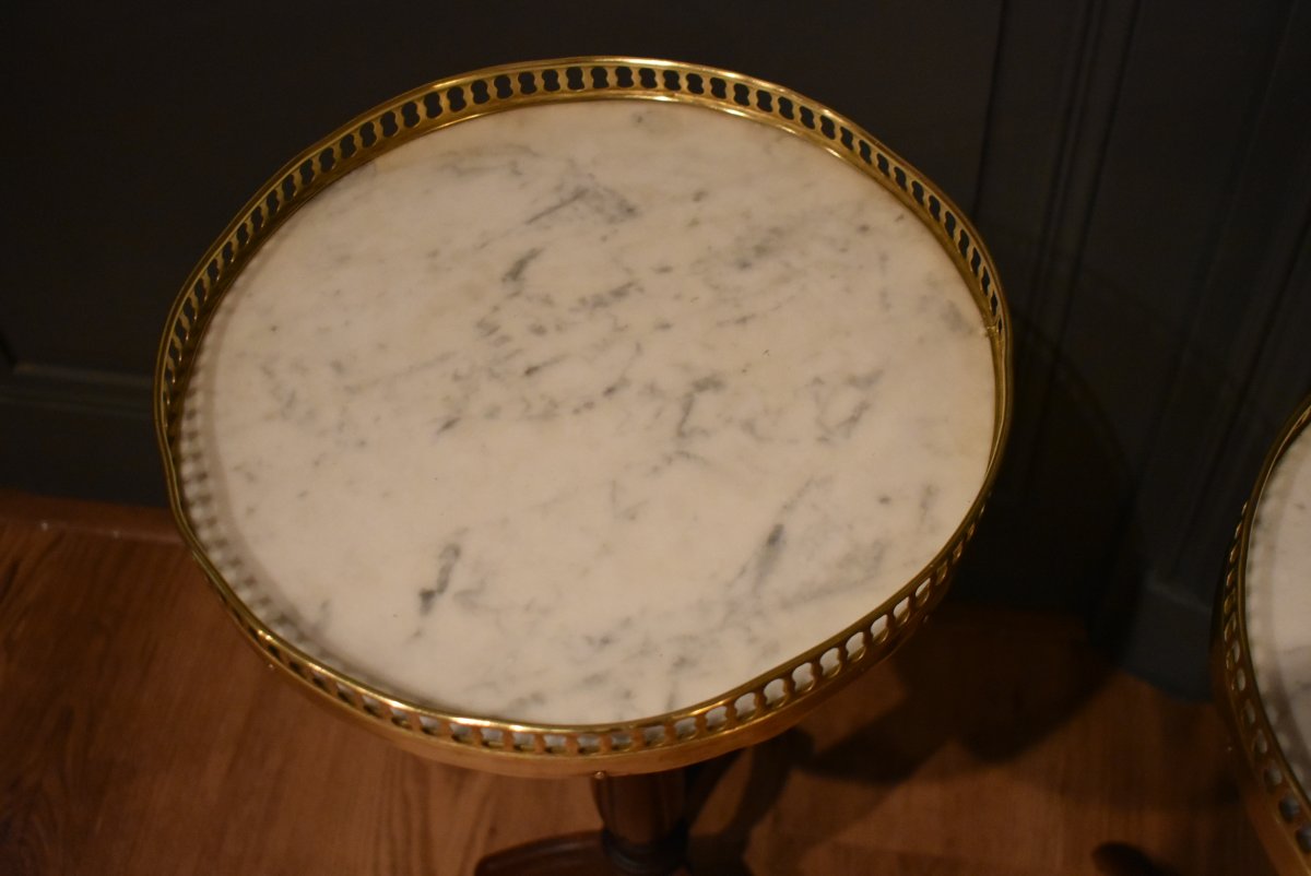 Pair Of Small Louis XVI-style Pedestal Tables-photo-3