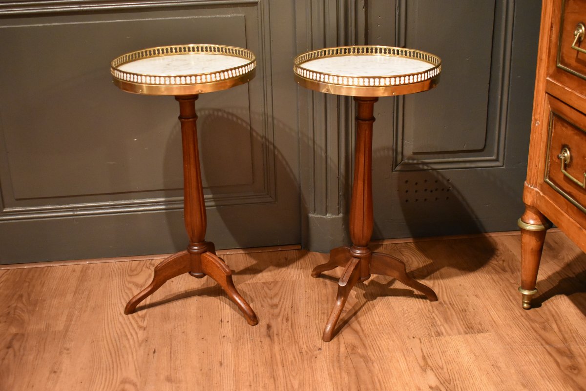 Pair Of Small Louis XVI-style Pedestal Tables