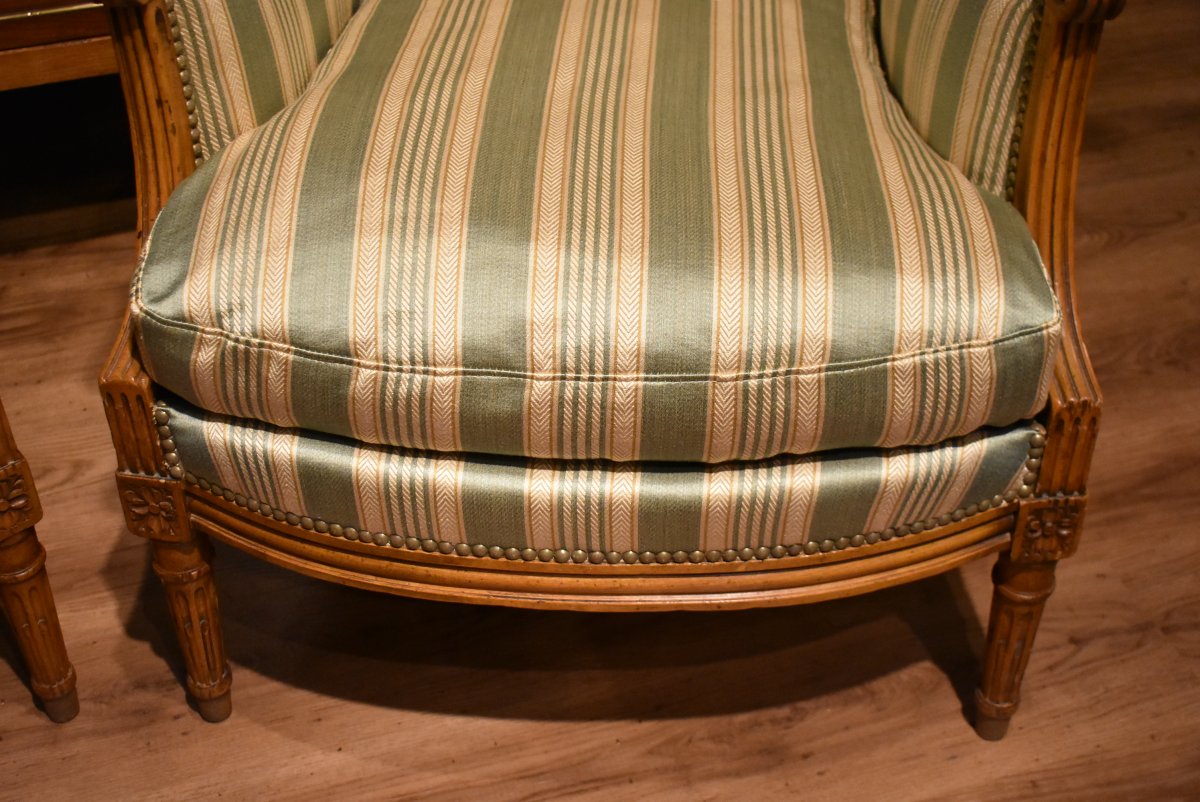 Paire de bergères de style Louis XVI de Mailfert-photo-4
