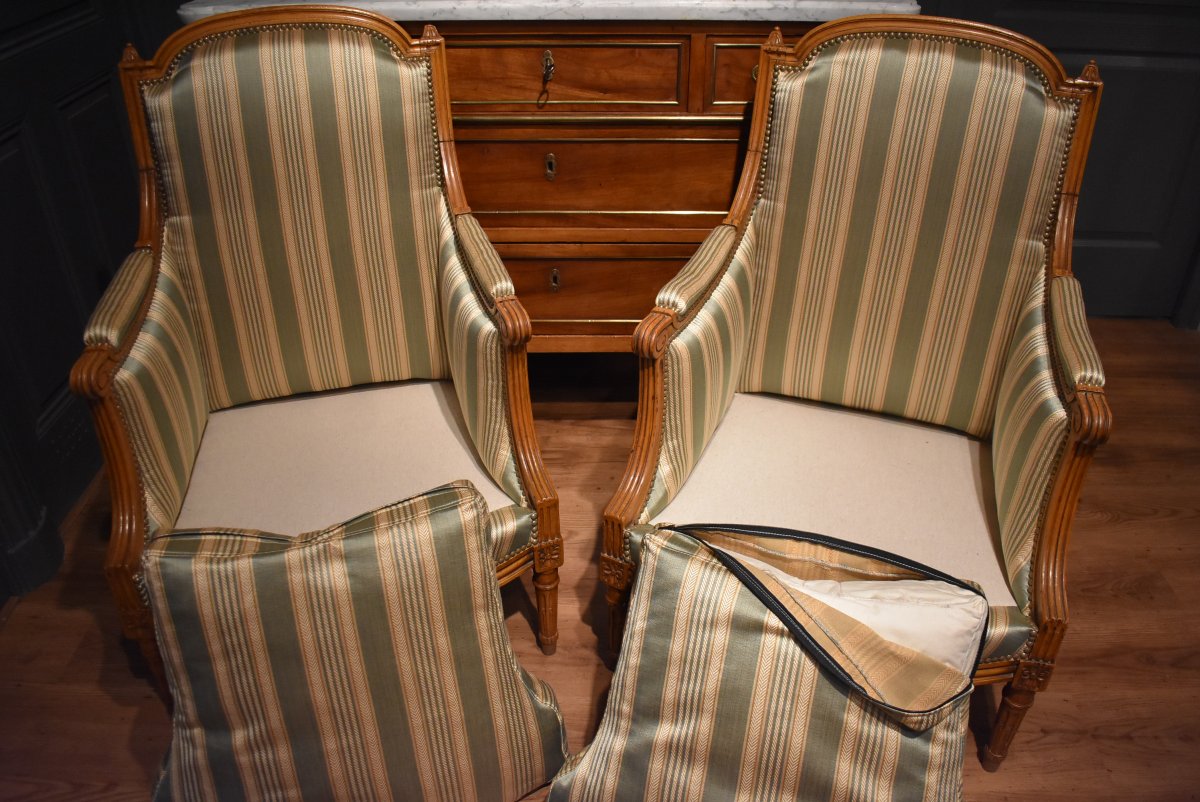 Paire de bergères de style Louis XVI de Mailfert-photo-2