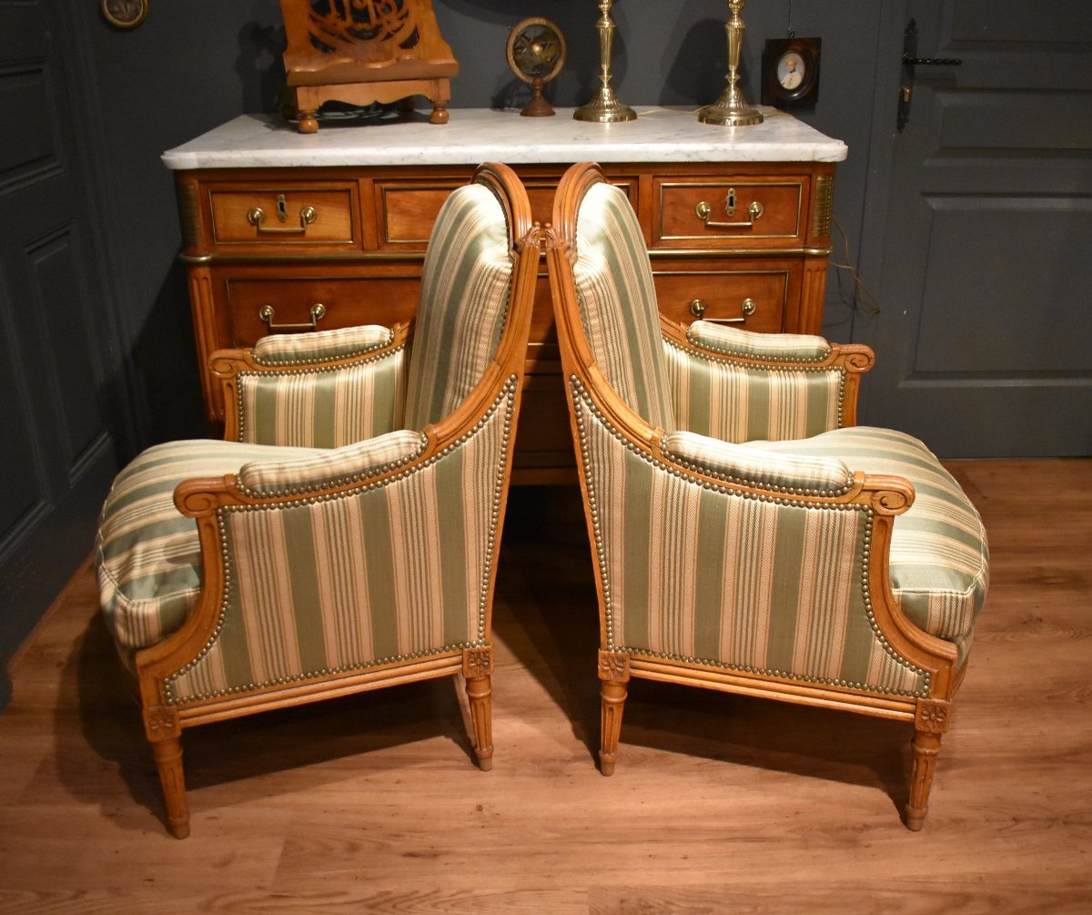 Paire de bergères de style Louis XVI de Mailfert-photo-5