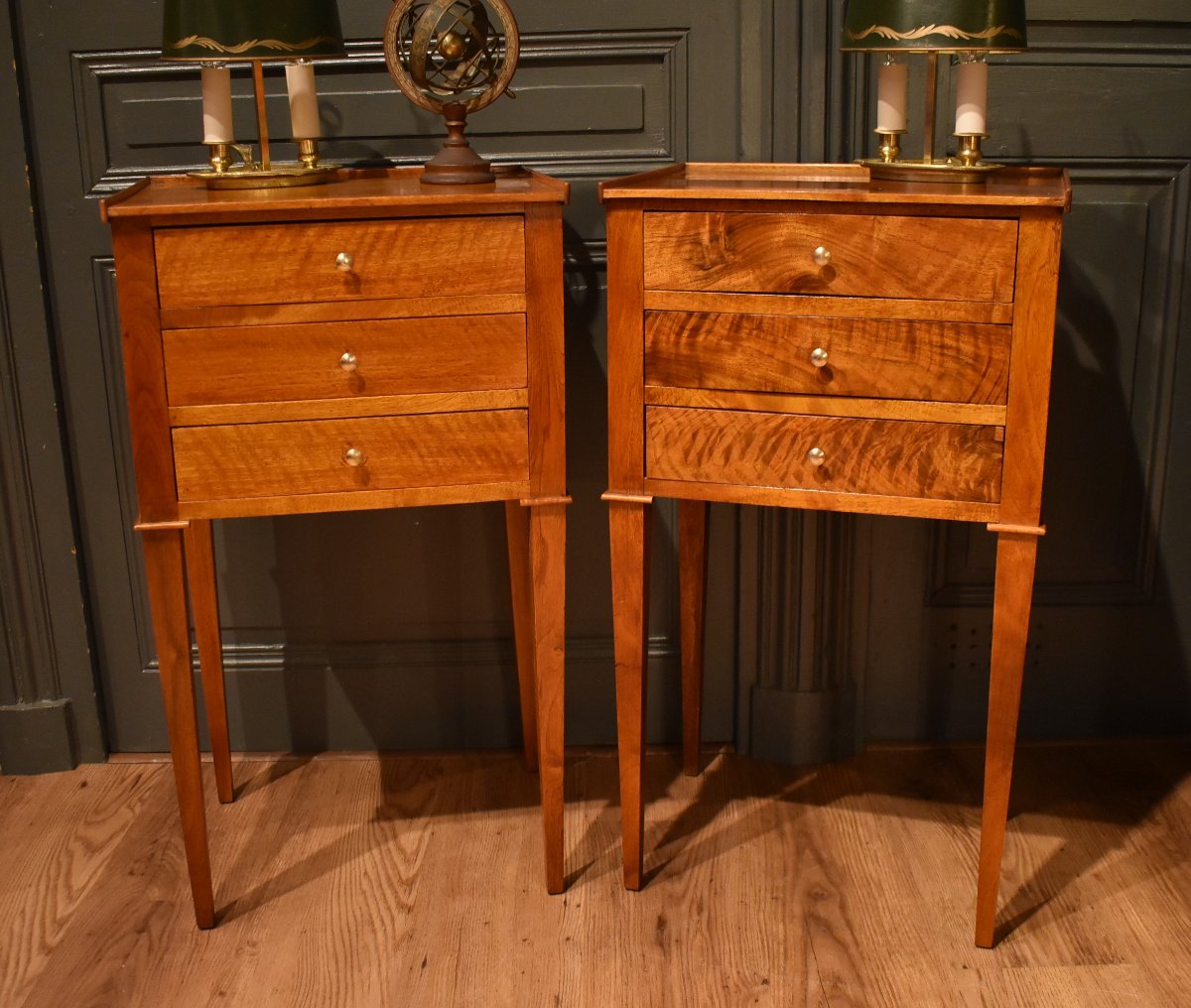 Pair Of Louis XVI-style Nightstands Made Of Walnut-photo-2