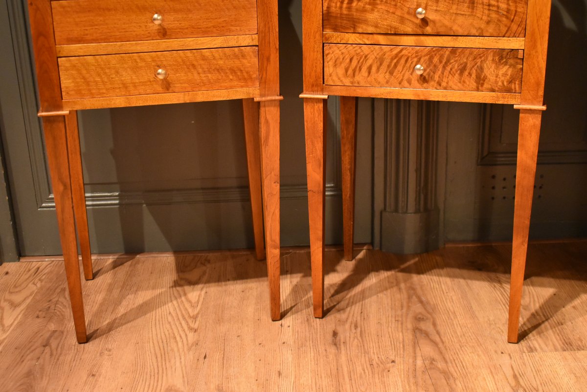 Pair Of Louis XVI-style Nightstands Made Of Walnut-photo-1