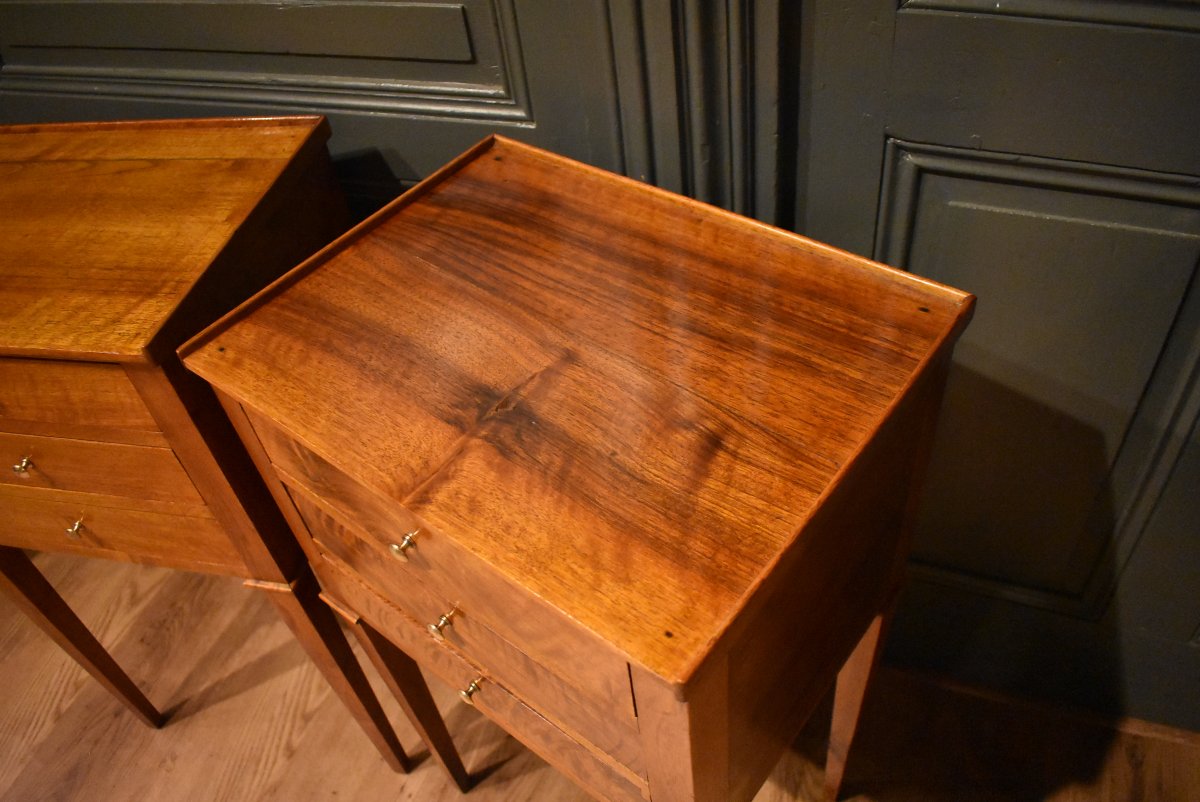 Pair Of Louis XVI-style Nightstands Made Of Walnut-photo-2