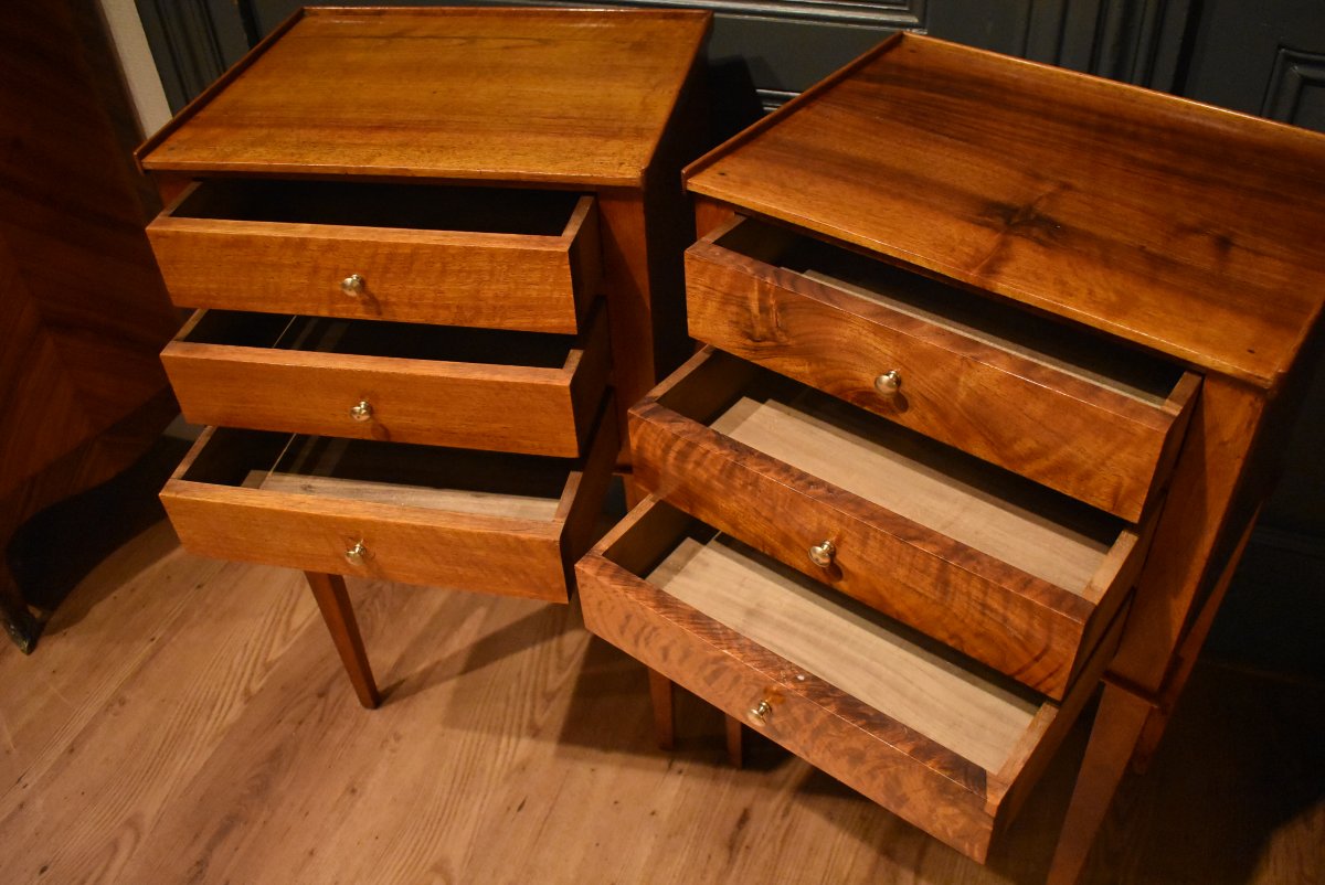 Pair Of Louis XVI-style Nightstands Made Of Walnut-photo-4