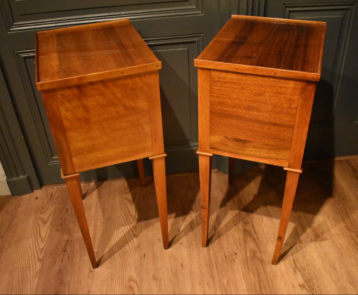 Pair Of Louis XVI-style Nightstands Made Of Walnut-photo-5