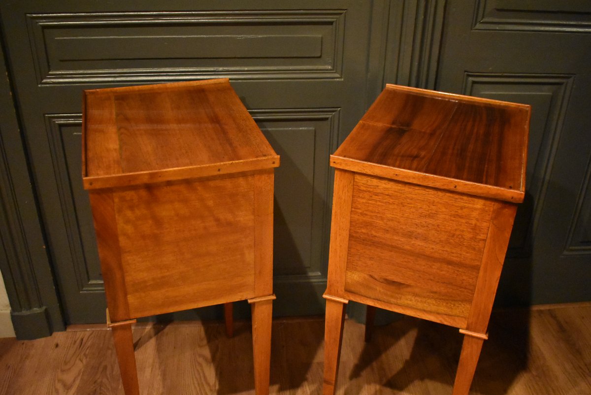 Pair Of Louis XVI-style Nightstands Made Of Walnut-photo-6