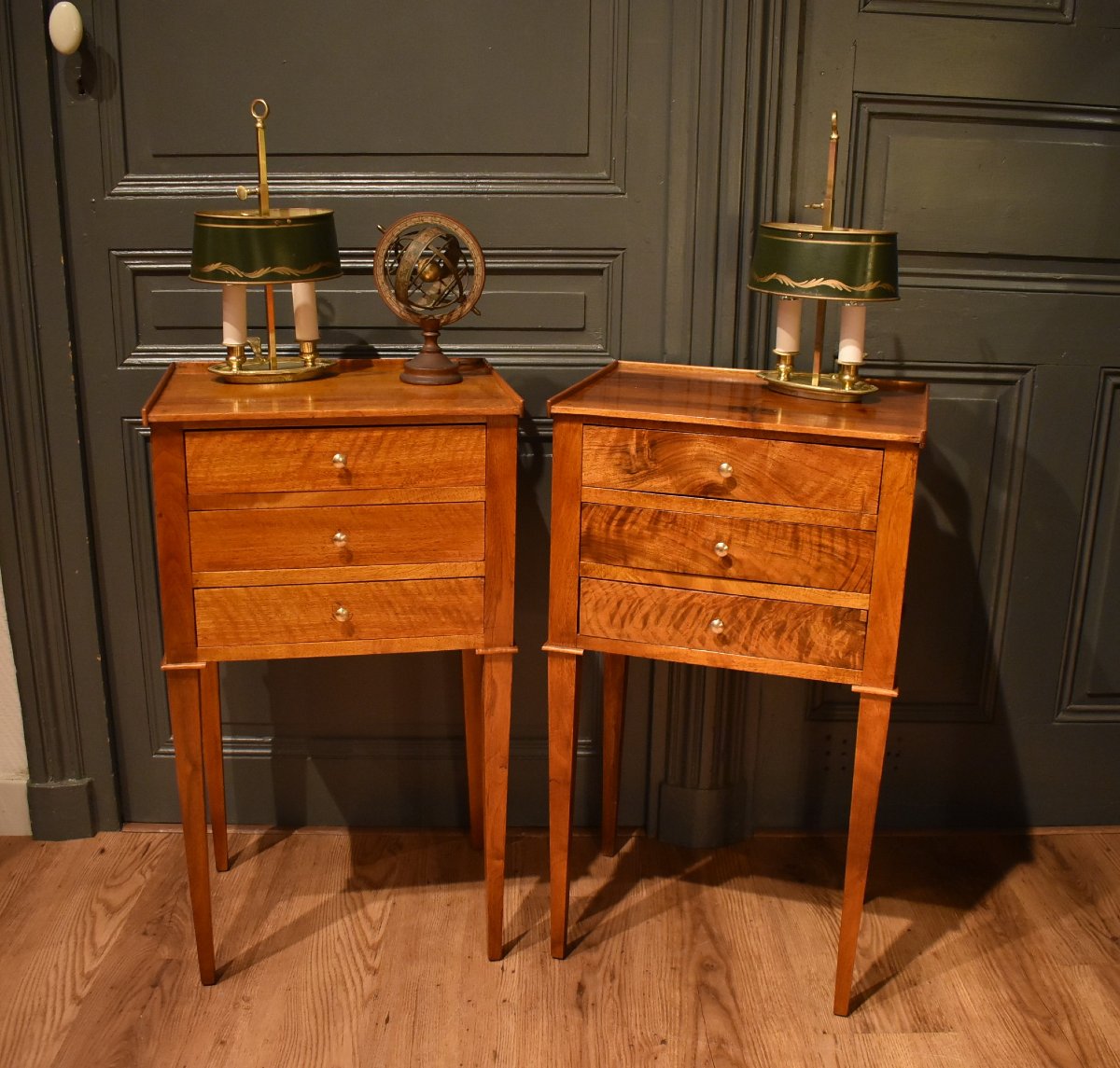 Pair Of Louis XVI-style Nightstands Made Of Walnut