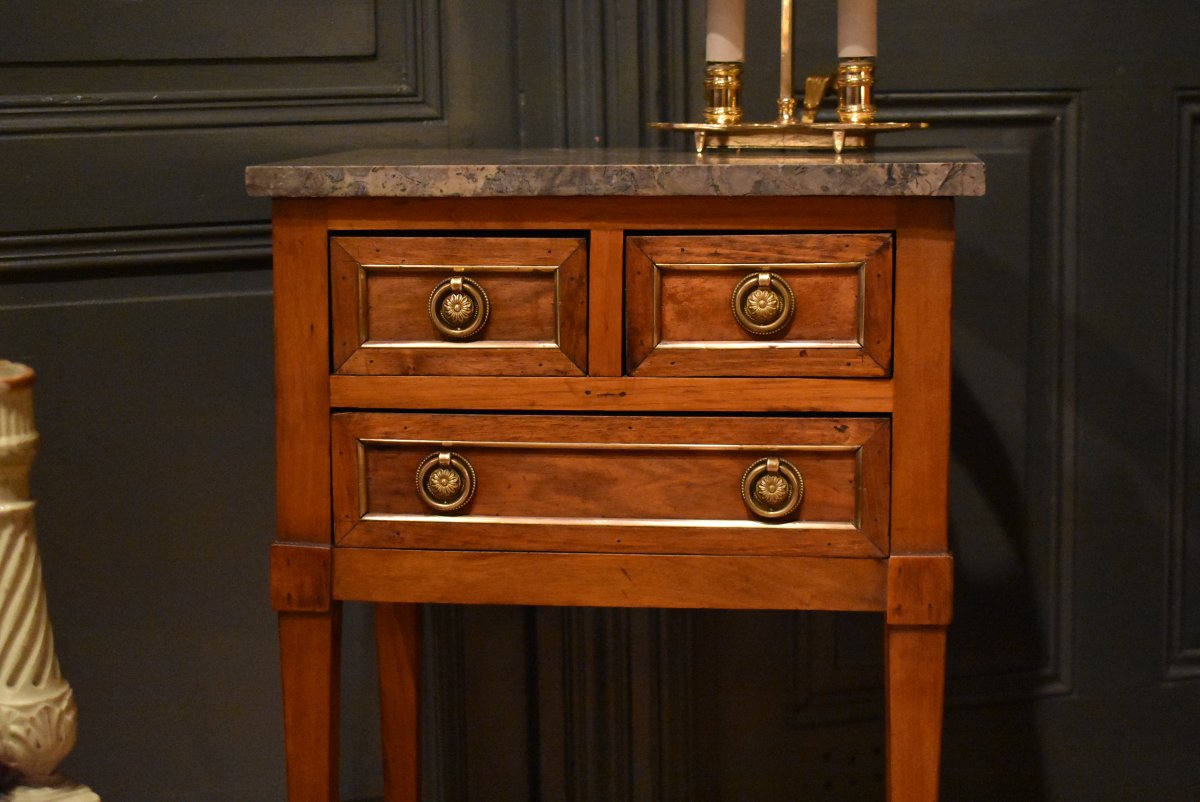 Chevet de style Louis XVI en noyer-photo-3