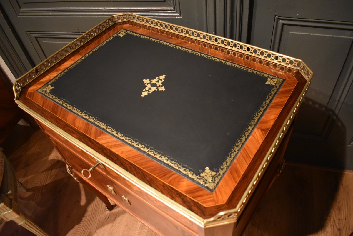 Table chiffonnière en marqueterie  formant écritoire-photo-4