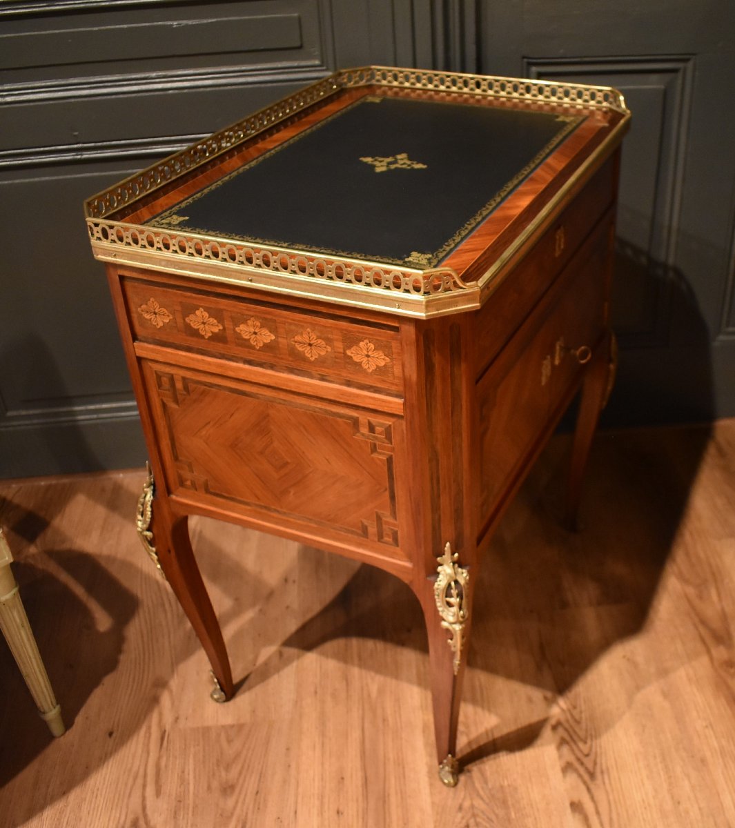 Table chiffonnière en marqueterie  formant écritoire-photo-7
