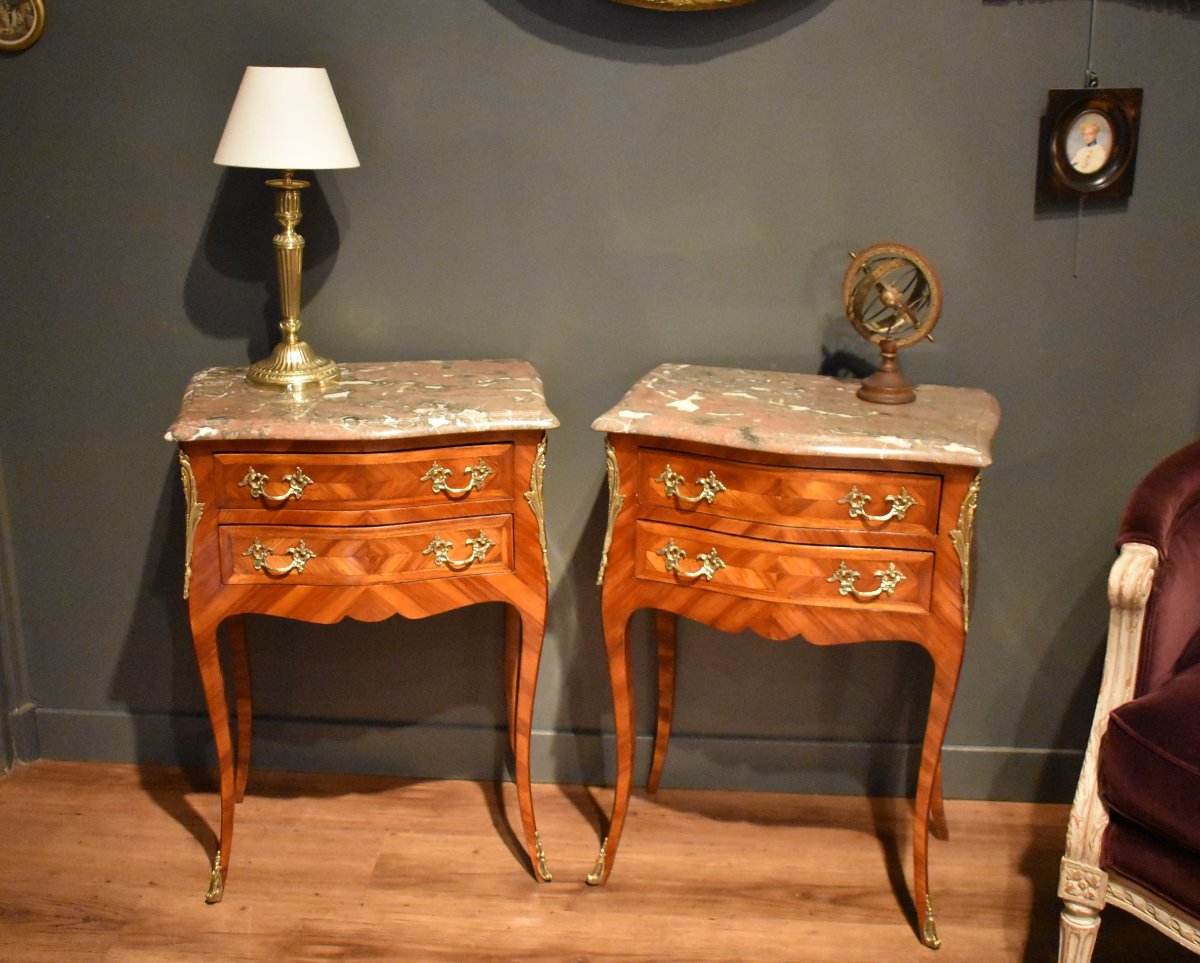 Pair Of Marquetry Nightstands