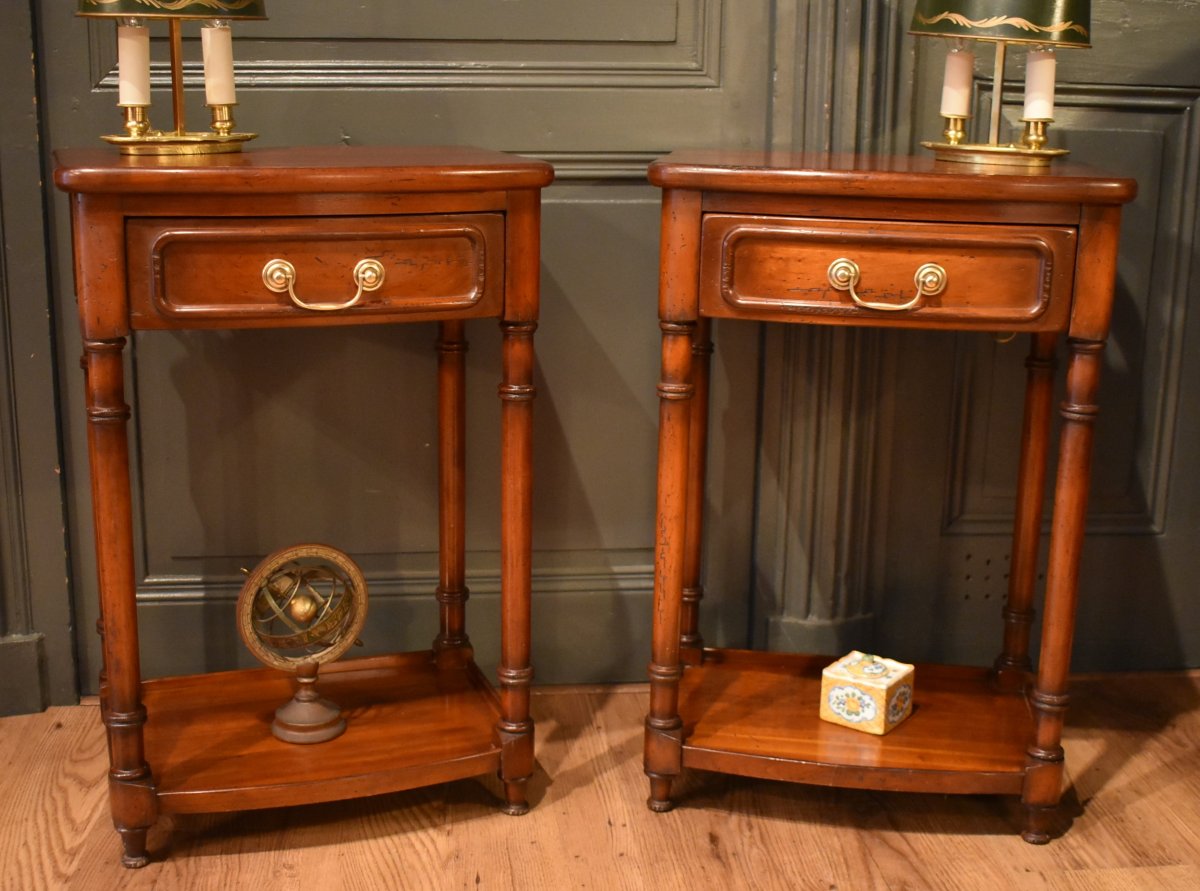 Pair Of Cherry Wood Nightstands-photo-2