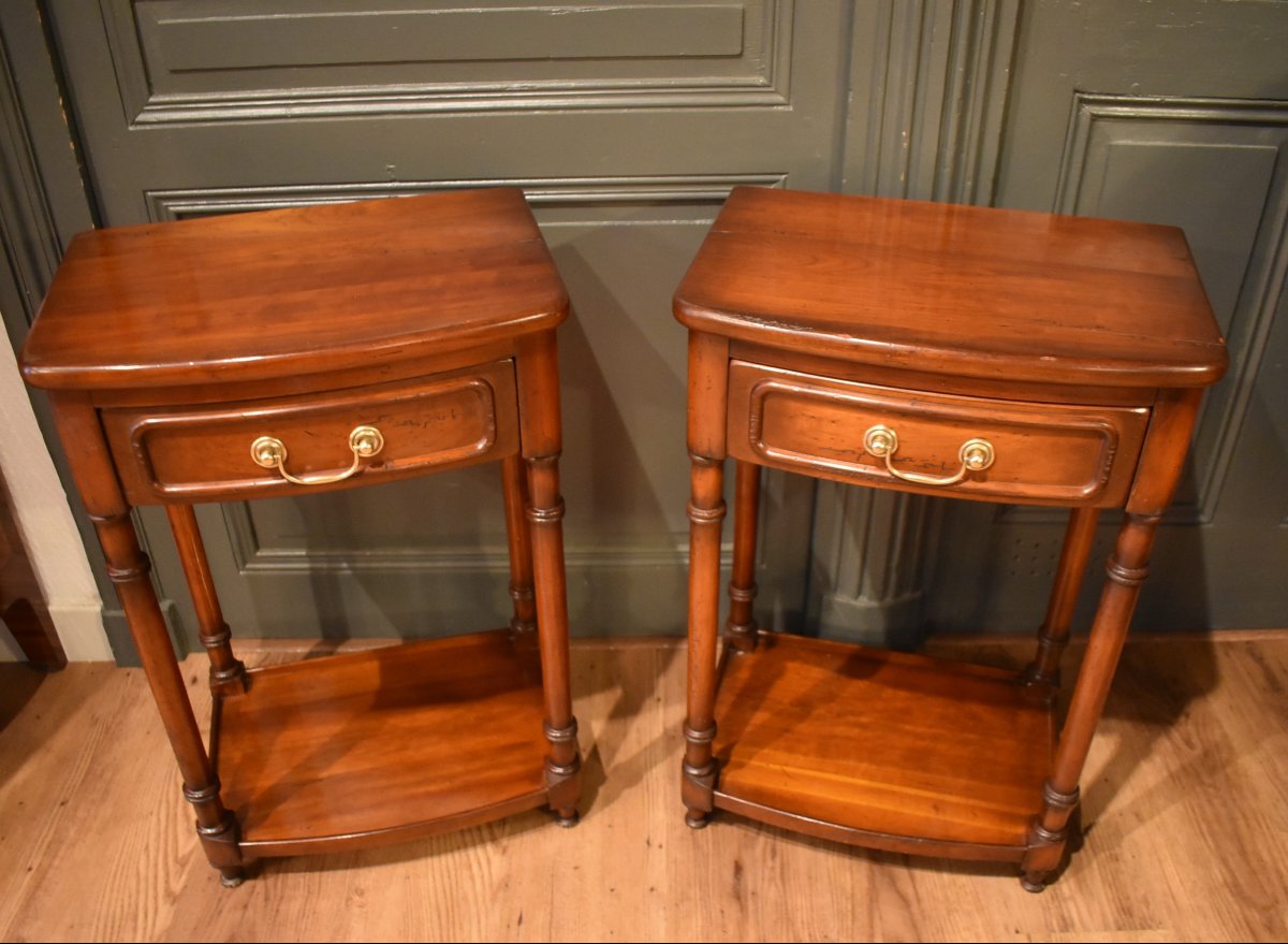 Pair Of Cherry Wood Nightstands-photo-1