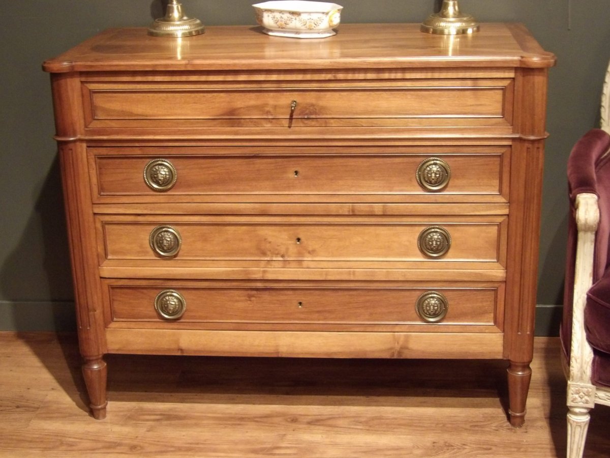 Commode  de style Louis XVI en noyer-photo-3