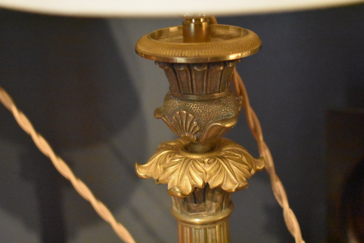 Paire de lampes en bronze doré, à deux patines-photo-4
