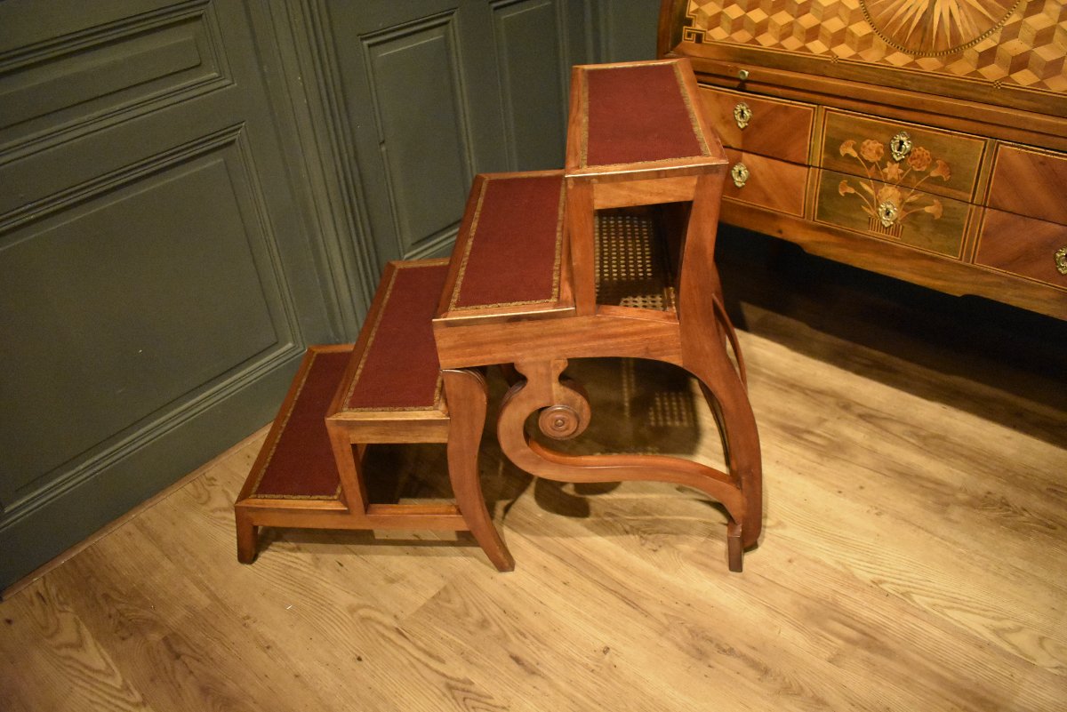 Escabeau de bibliothèque  transformable en fauteuil-photo-3
