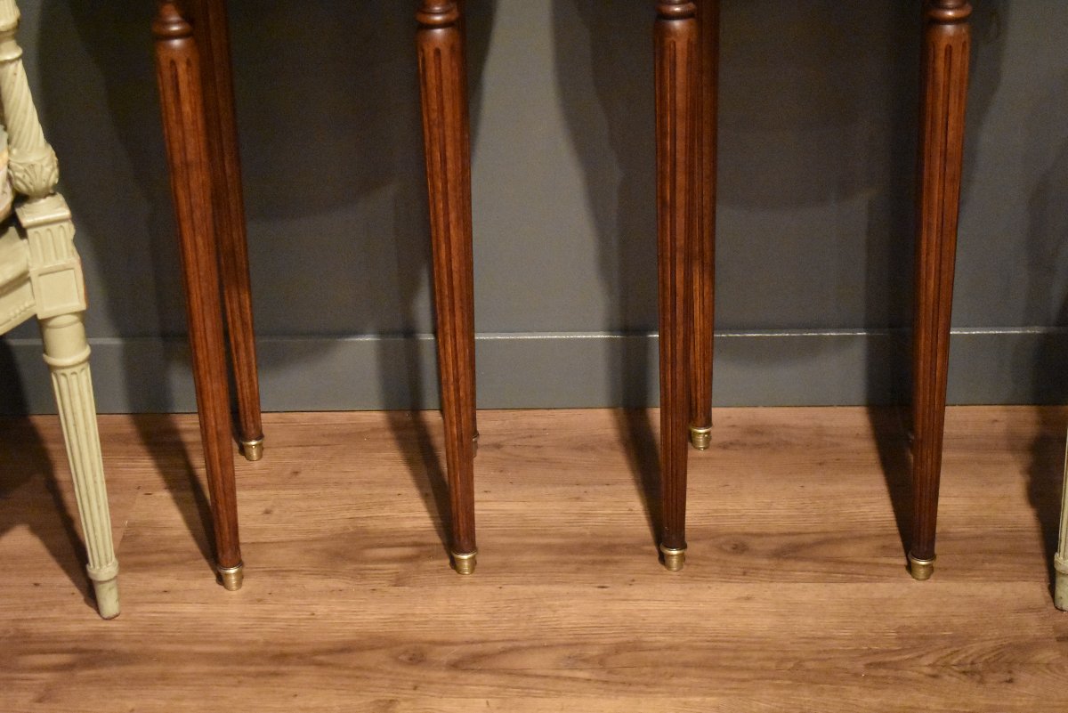 Paire de tables bouillotte de style Louis XVI-photo-4