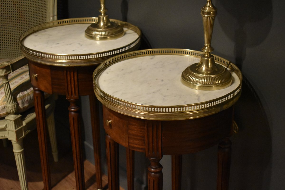 Paire de tables bouillotte de style Louis XVI-photo-2