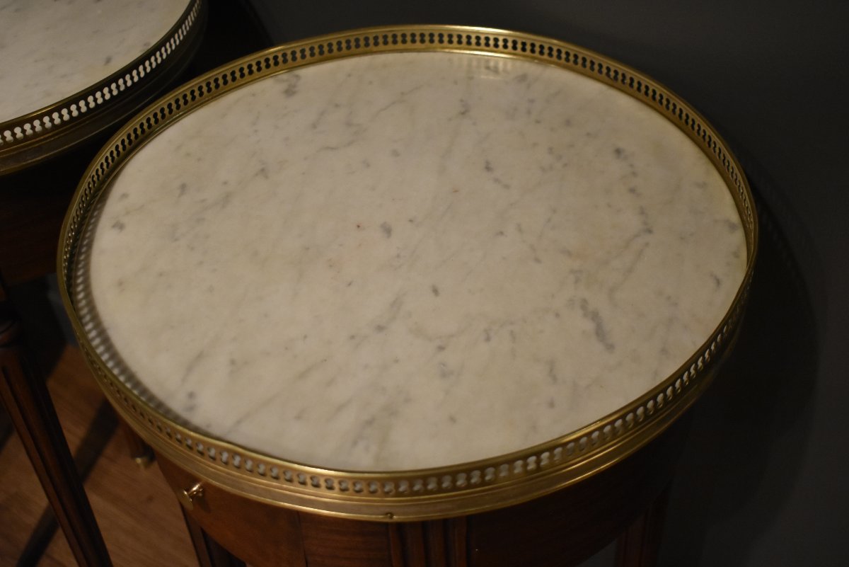Paire de tables bouillotte de style Louis XVI-photo-3