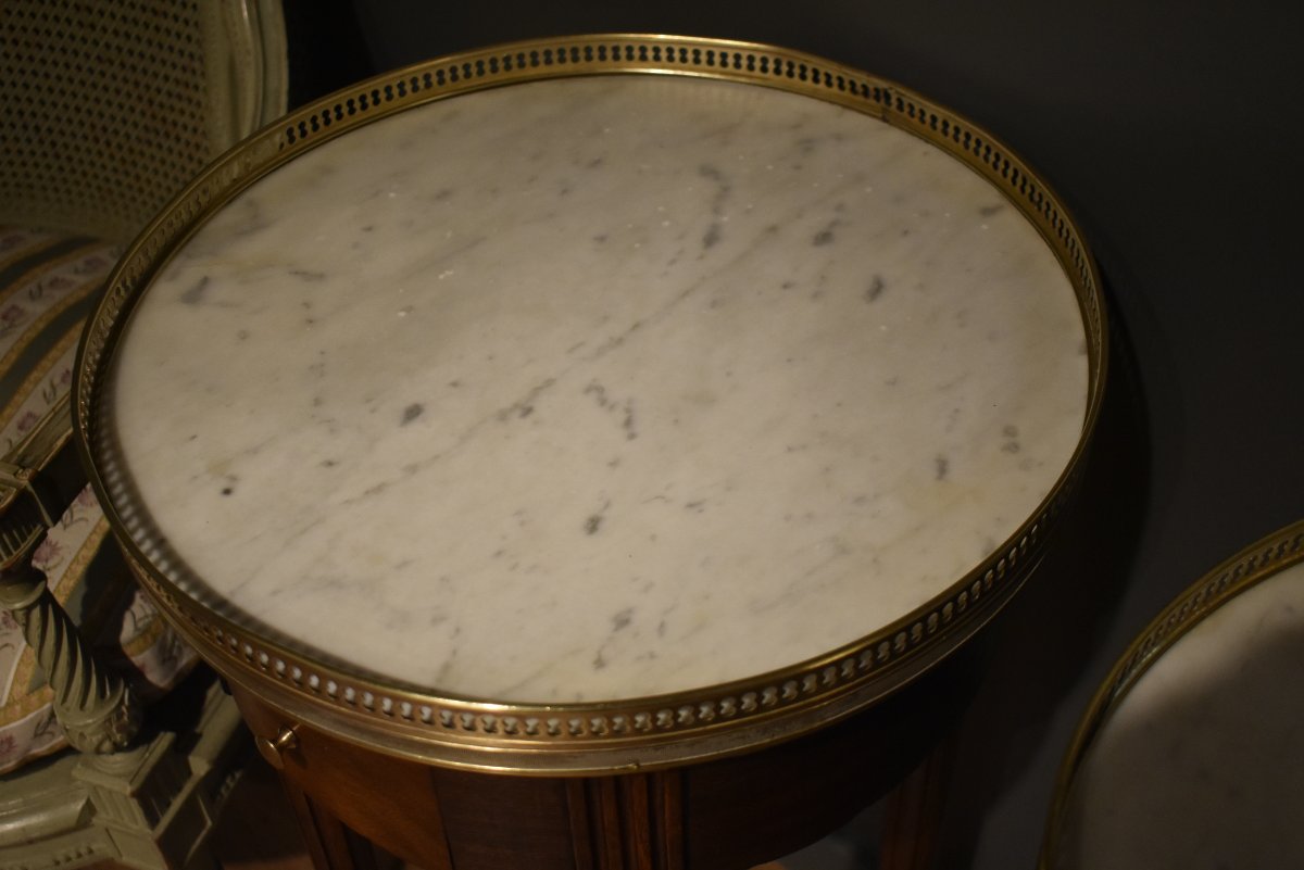 Paire de tables bouillotte de style Louis XVI-photo-4
