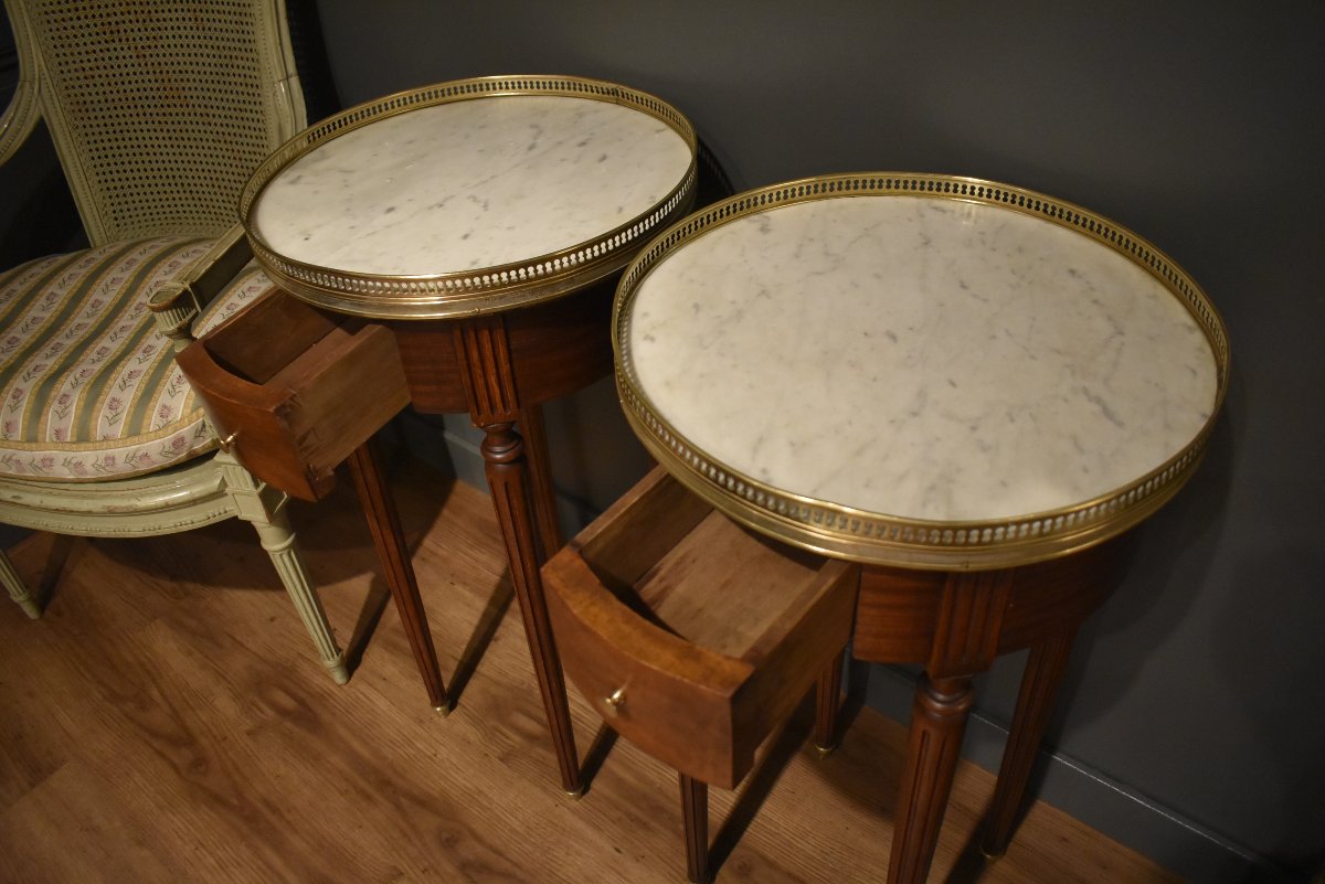 Paire de tables bouillotte de style Louis XVI-photo-8