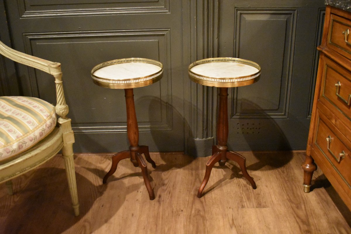 Pair Of Small Louis XVI-style Pedestal Tables-photo-2