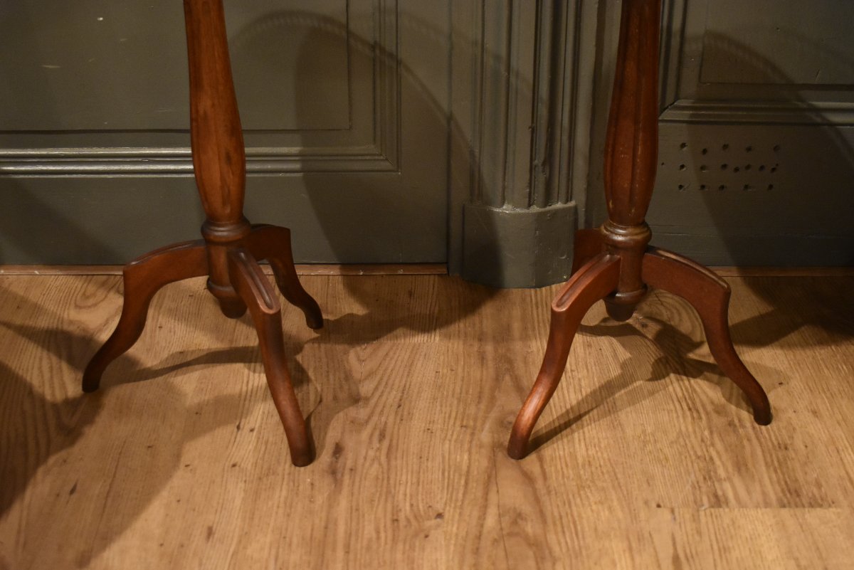 Pair Of Small Louis XVI-style Pedestal Tables-photo-3