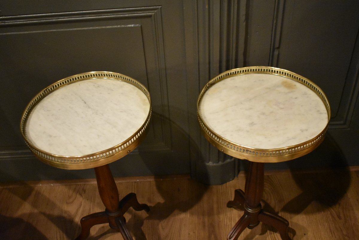 Pair Of Small Louis XVI-style Pedestal Tables-photo-4
