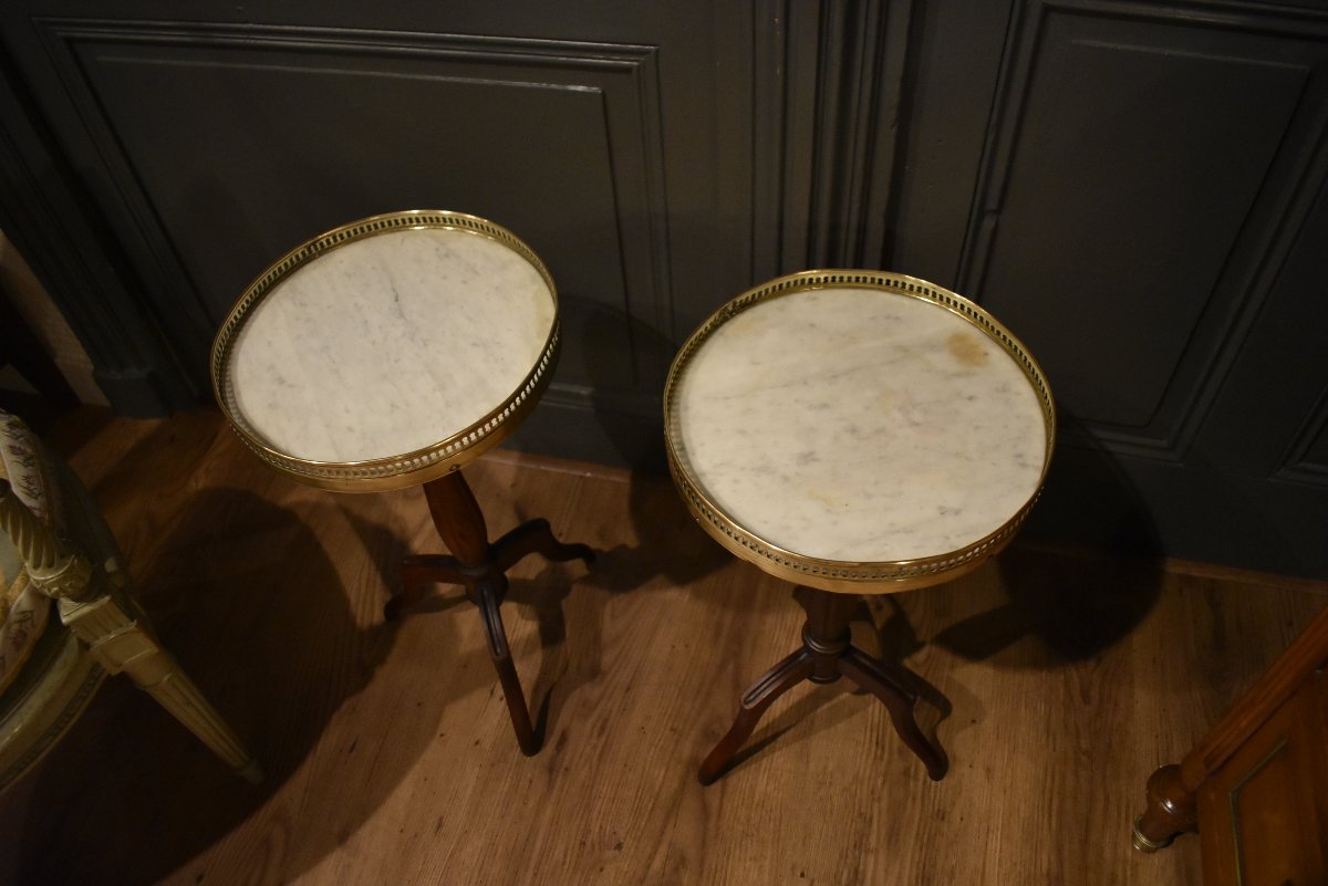 Pair Of Small Louis XVI-style Pedestal Tables-photo-3