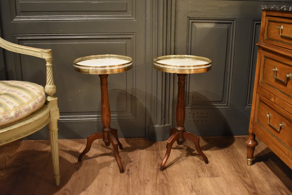 Pair Of Small Louis XVI-style Pedestal Tables
