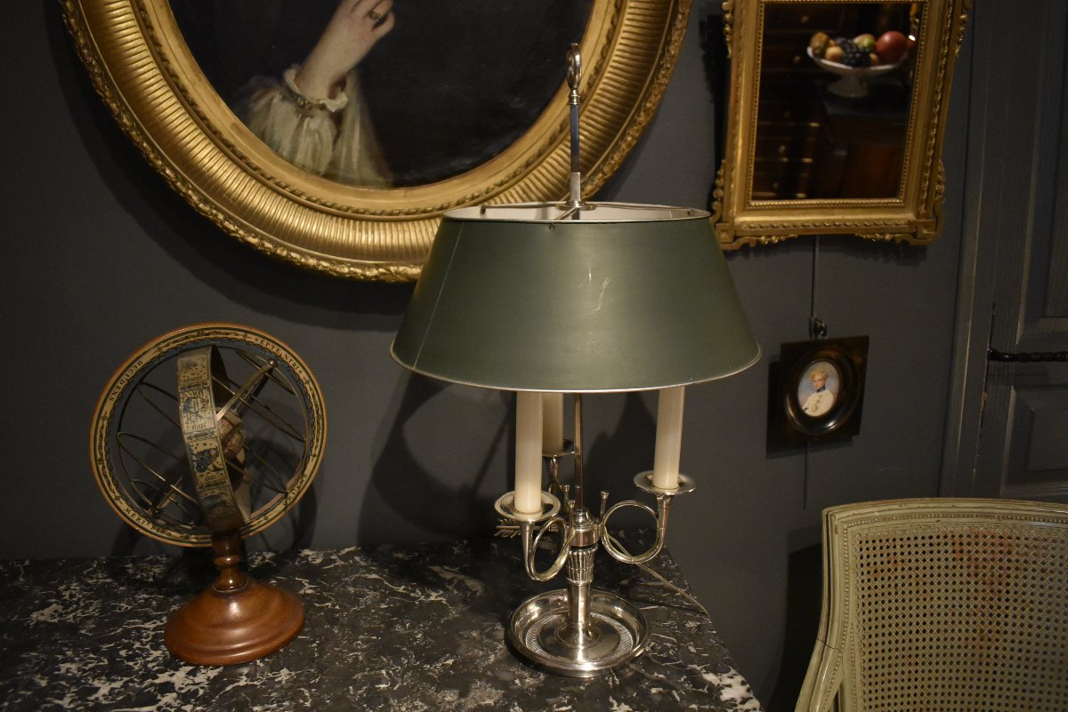Three-light Bouillotte  Lamp With Hunting Horns-photo-2