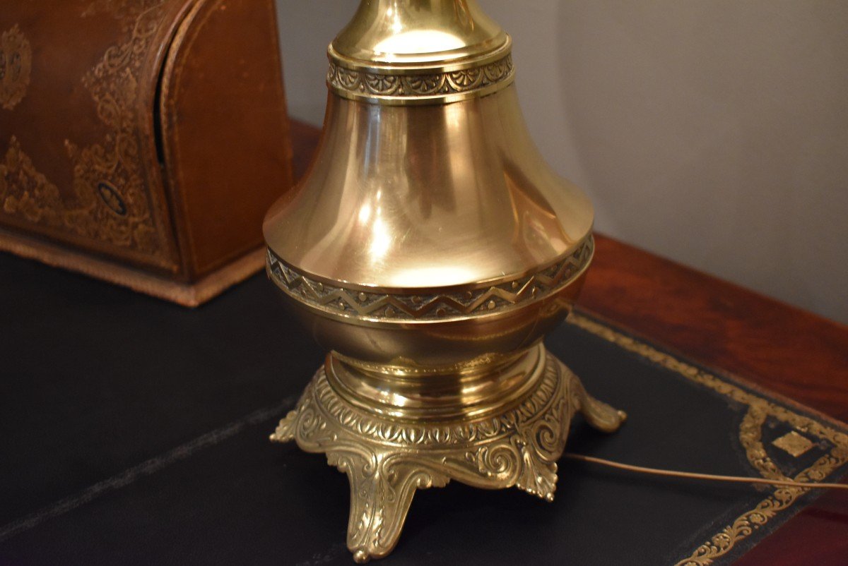 Lampe en laiton et bronze-photo-3