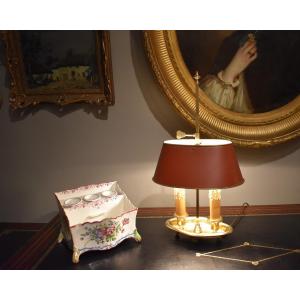 Lampe Bouillotte With Two Lights With Red Shade