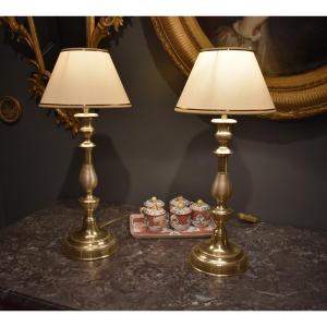 Paire De Grandes Lampes En Bronze