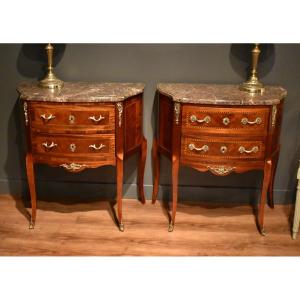 Two Small Marquetry Chests Of Drawers