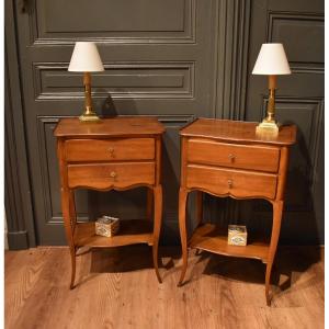 Pair Of Louis XV Style Bedside Tables In Walnut