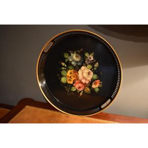 Plateau rond en tôle peinte