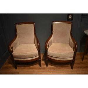 Paire de bergères d'époque Restauration