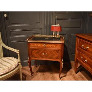 Table chiffonnière en marqueterie formant écritoire